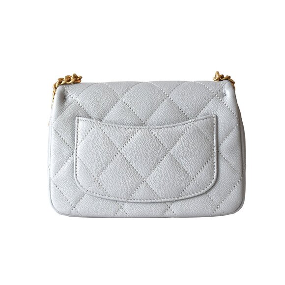 Chanel Caviar Quilted Mini Sweetheart Flap Bag Gold Hardware Light Grey - Picture 2 of 9